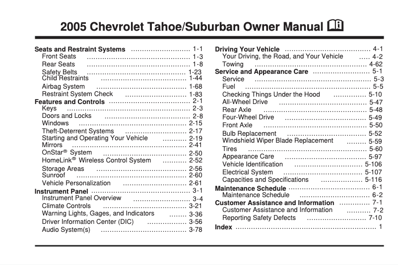 Page n°1 - Manuel utilisateur Chevrolet Suburban (2020)