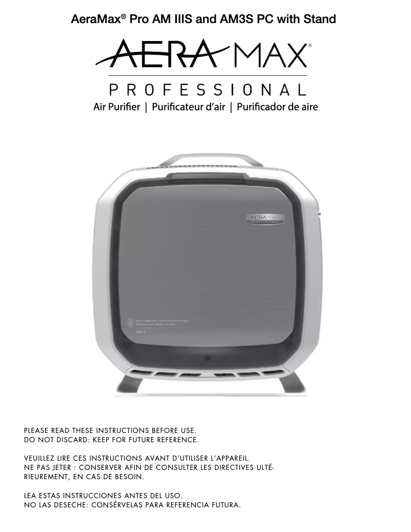 Page 1 de la notice Manuel utilisateur Fellowes AeraMax Professional 3S