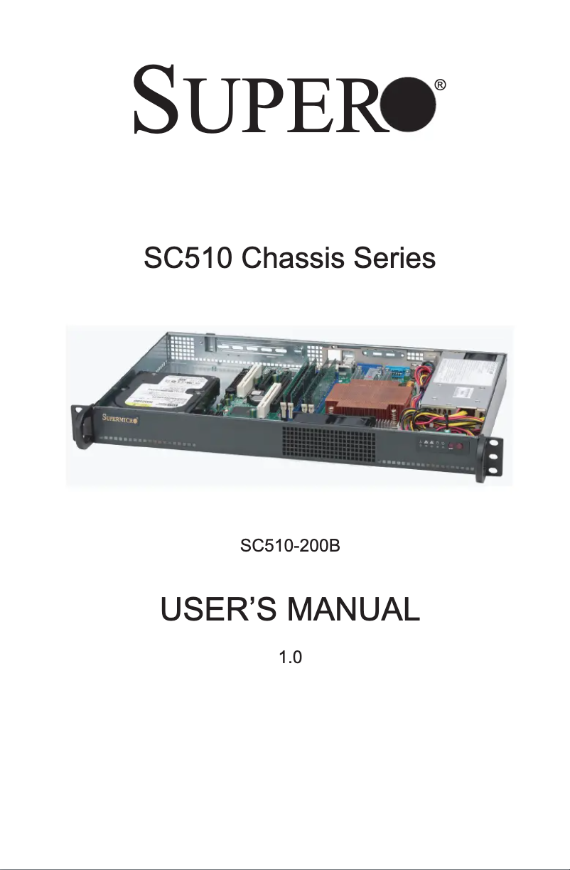 Page 1 de la notice Manuel utilisateur Supermicro SuperChassis 510-200B