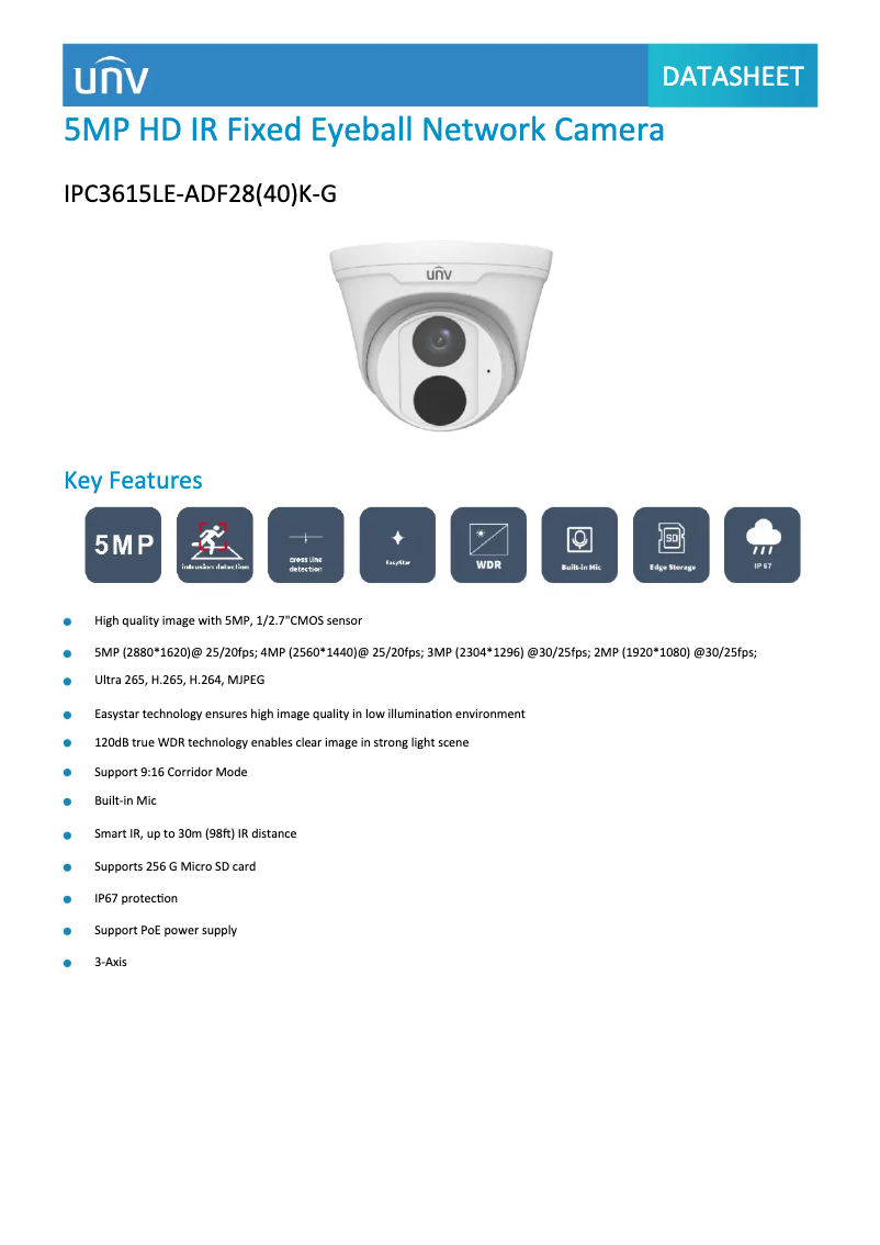 Page n°1 - Fiche technique UniView IPC3615LE-ADF28(40)K-G