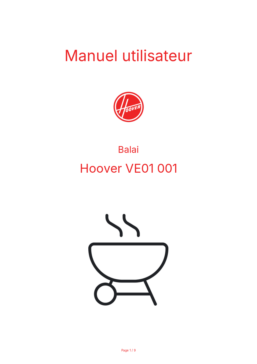 Image de la première page du manuel de l'appareil VE01 001