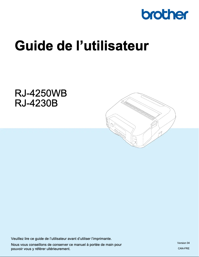 Image de la première page du manuel de l'appareil RJ-4230B
