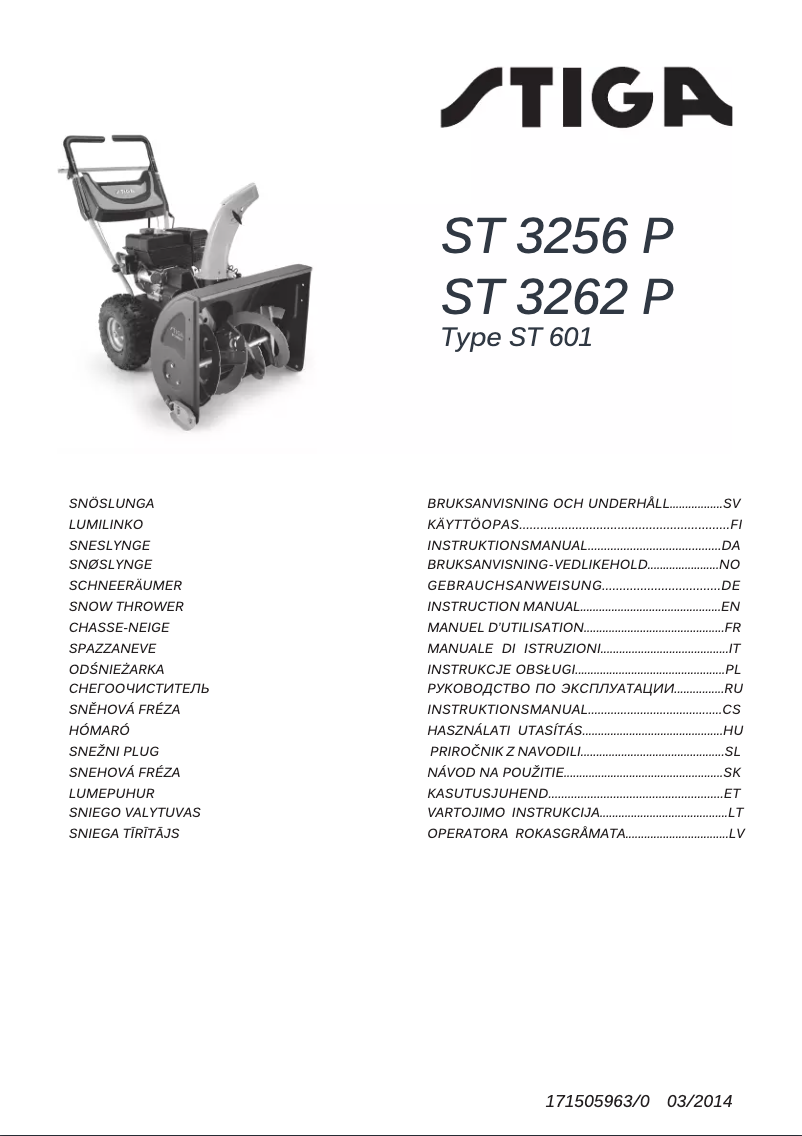 Page n°1 - Manuel utilisateur Stiga ST 3262 P