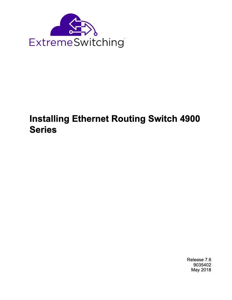 Image de la première page du manuel de l'appareil ExtremeSwitching ERS 4900