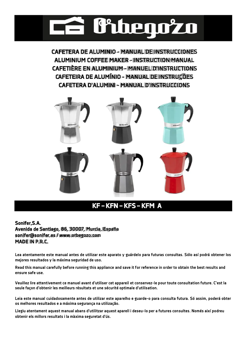 Page n°1 - Manuel utilisateur Orbegozo KFR 1240