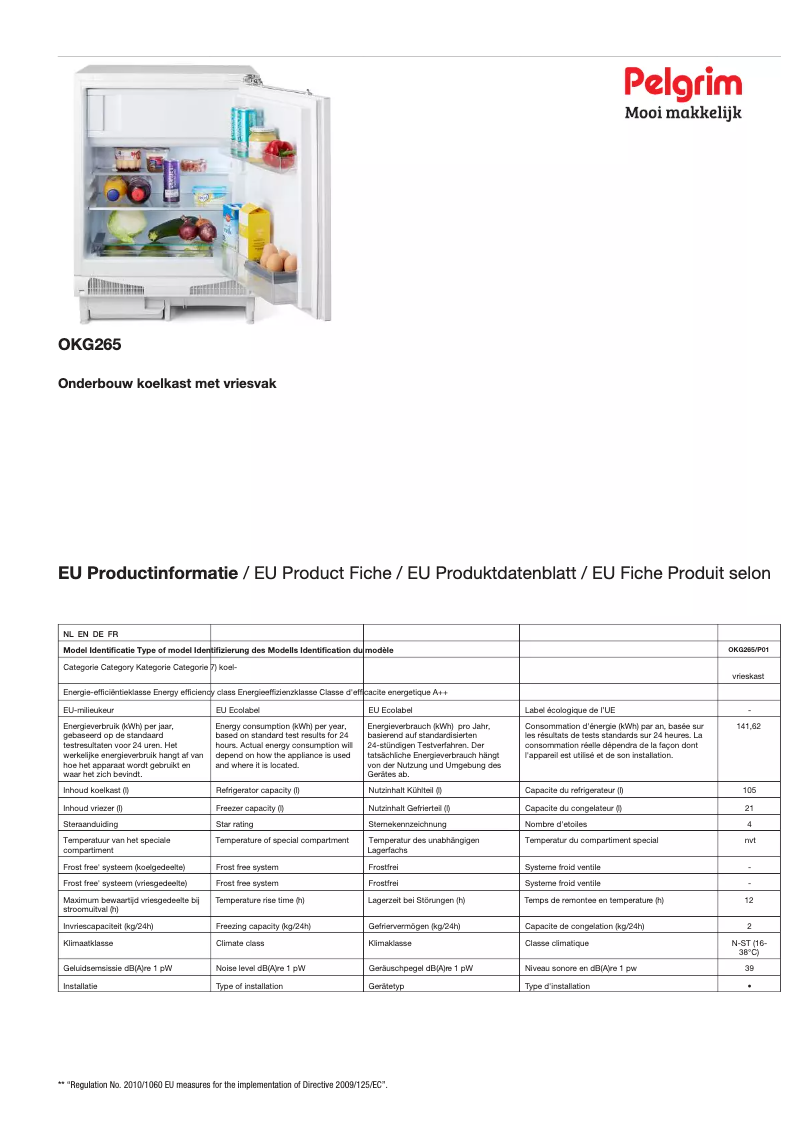 Page n°1 - Fiche technique Pelgrim OKG265