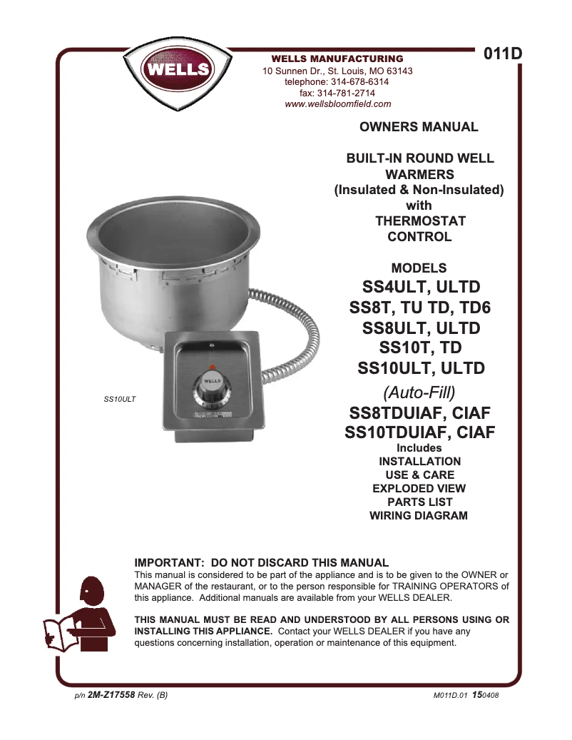 Page 1 de la notice Manuel utilisateur Wells SS8TU