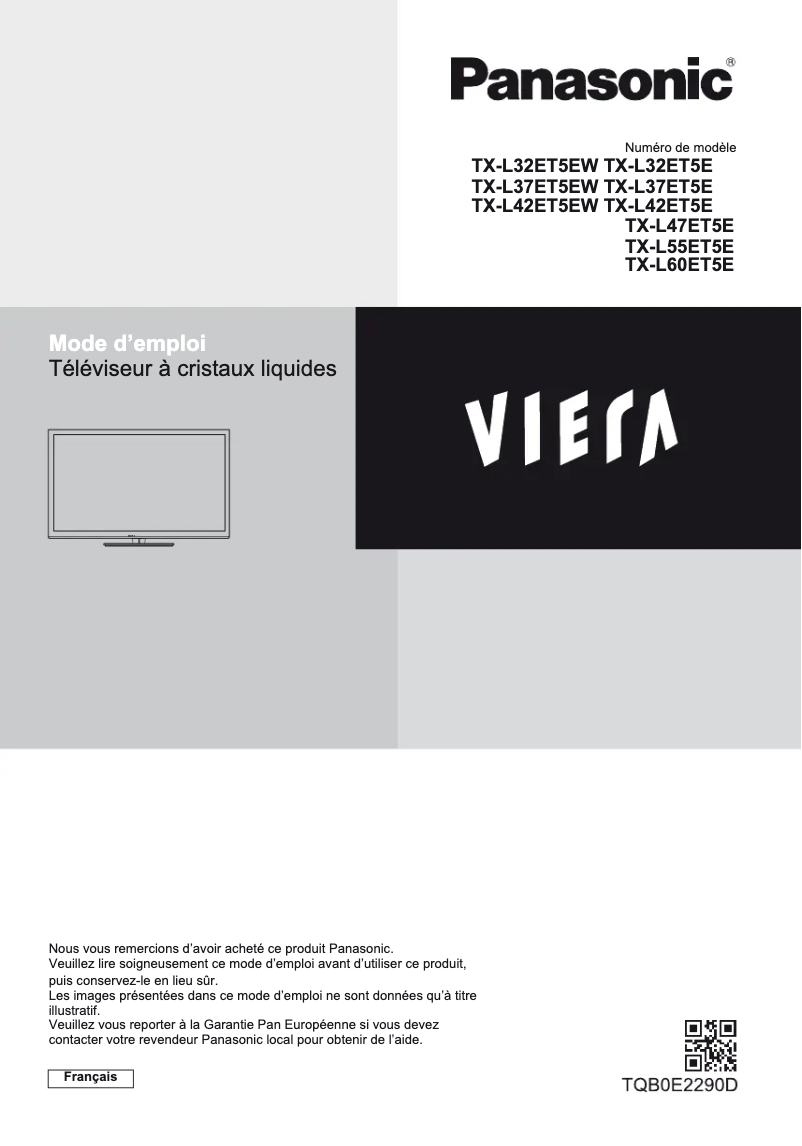 Page 1 de la notice Manuel utilisateur Panasonic Viera TX-L60ET5E