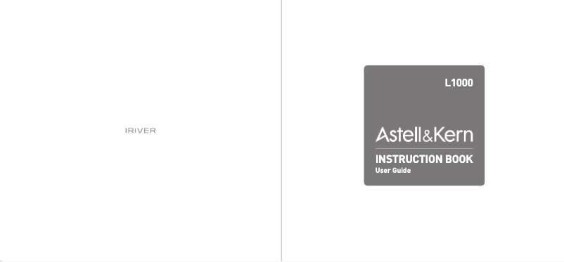 Page 1 de la notice Manuel utilisateur Astell&Kern L1000