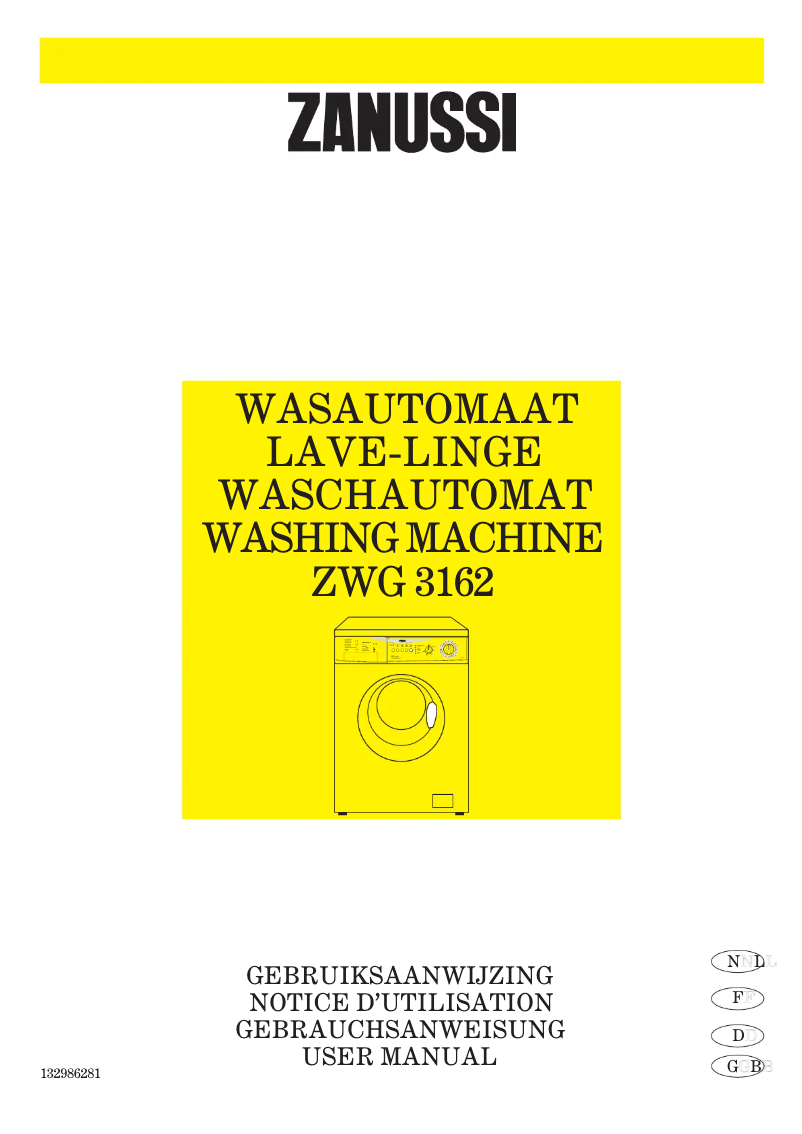 Page 1 de la notice Manuel utilisateur Zanussi ZWG 3162