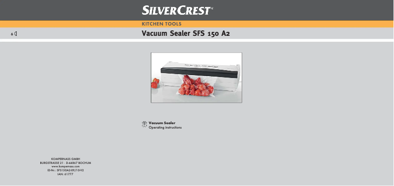 Page 1 of the manual User Manual SilverCrest SFS 150 A2