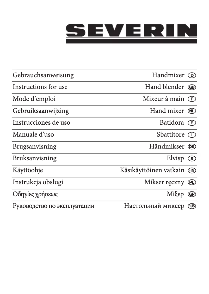 Page 1 de la notice Manuel utilisateur Severin HM 3829