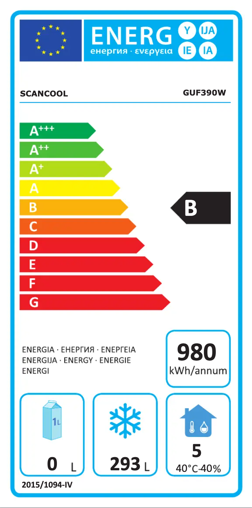 Page n°1 - Label énergétique Scancool GUF390