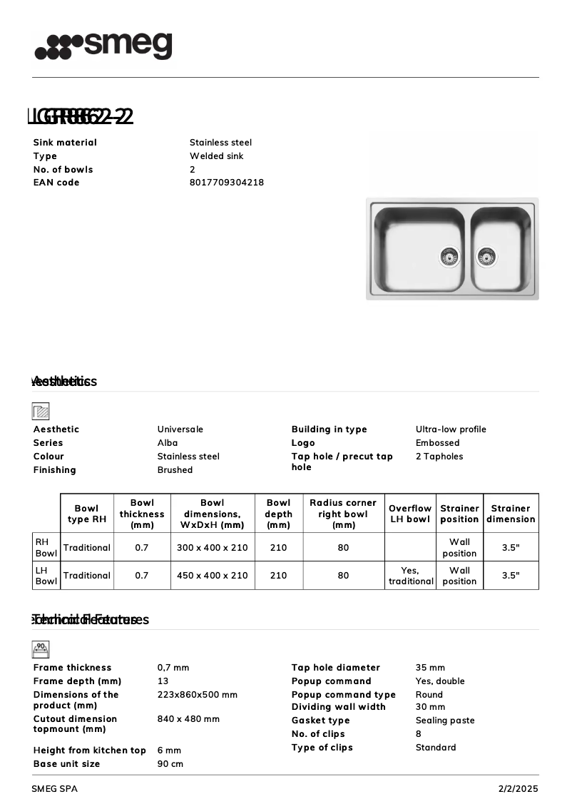 Page 1 de la notice Manuel utilisateur Smeg LGR862-2