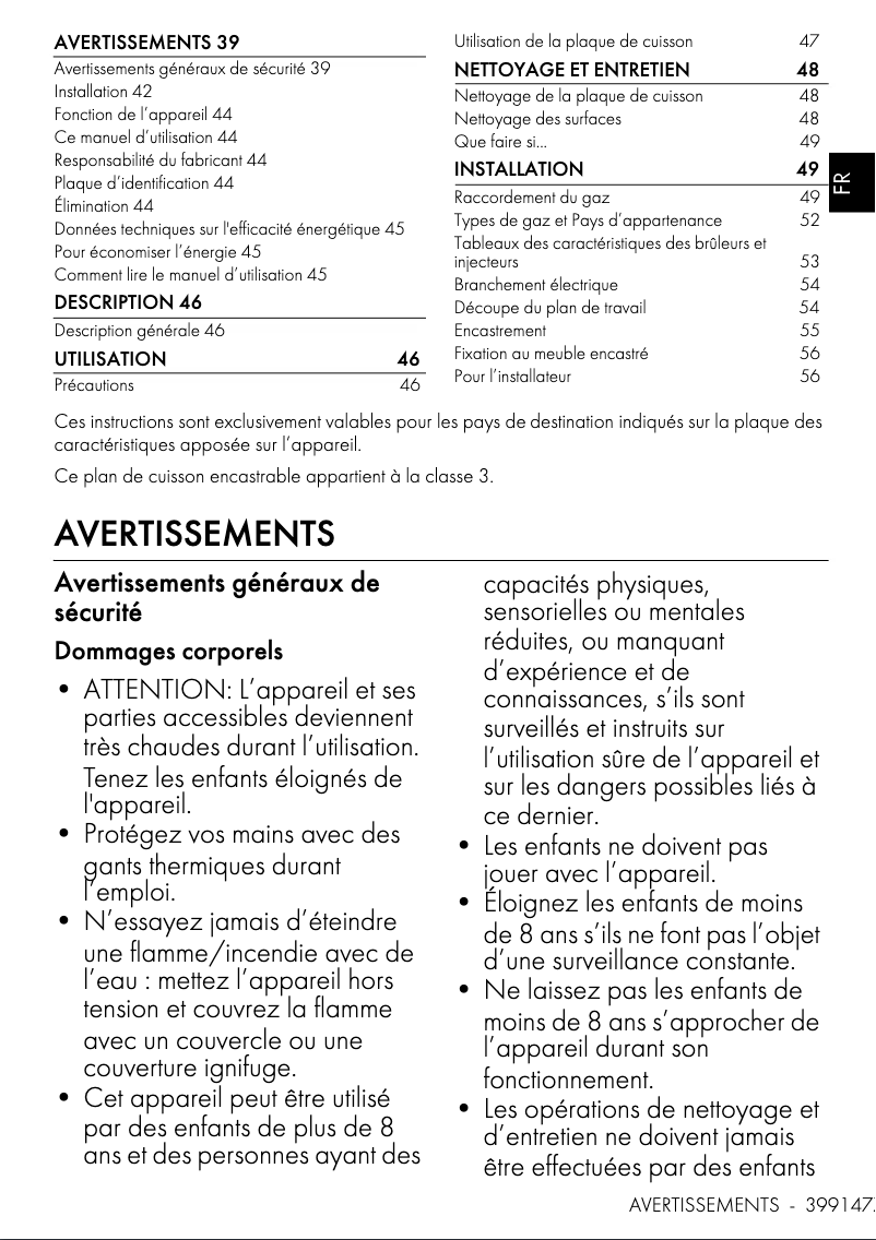 Page 1 de la notice Manuel utilisateur Smeg SER60SGH3