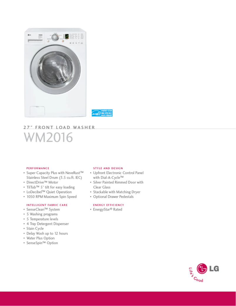 Page 1 de la notice Fiche technique LG WM2016CW