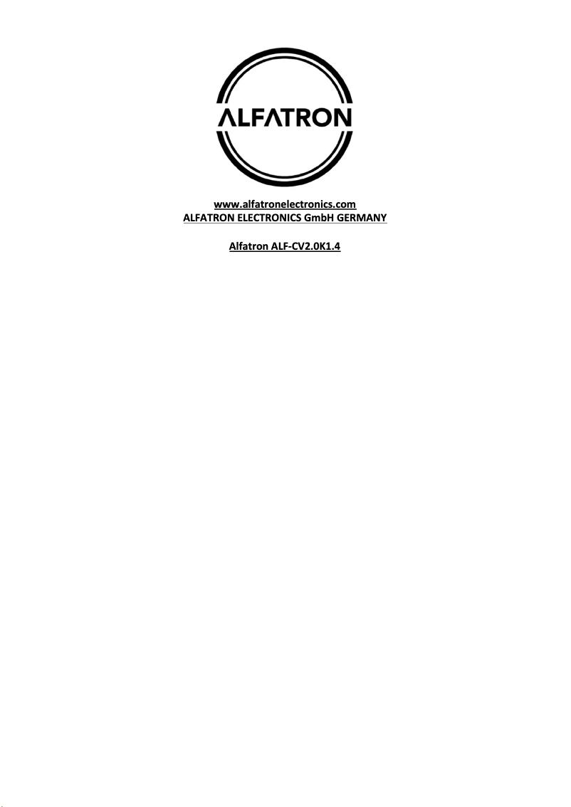 Page n°1 - Manuel utilisateur Alfatron CV2.0 K1.4