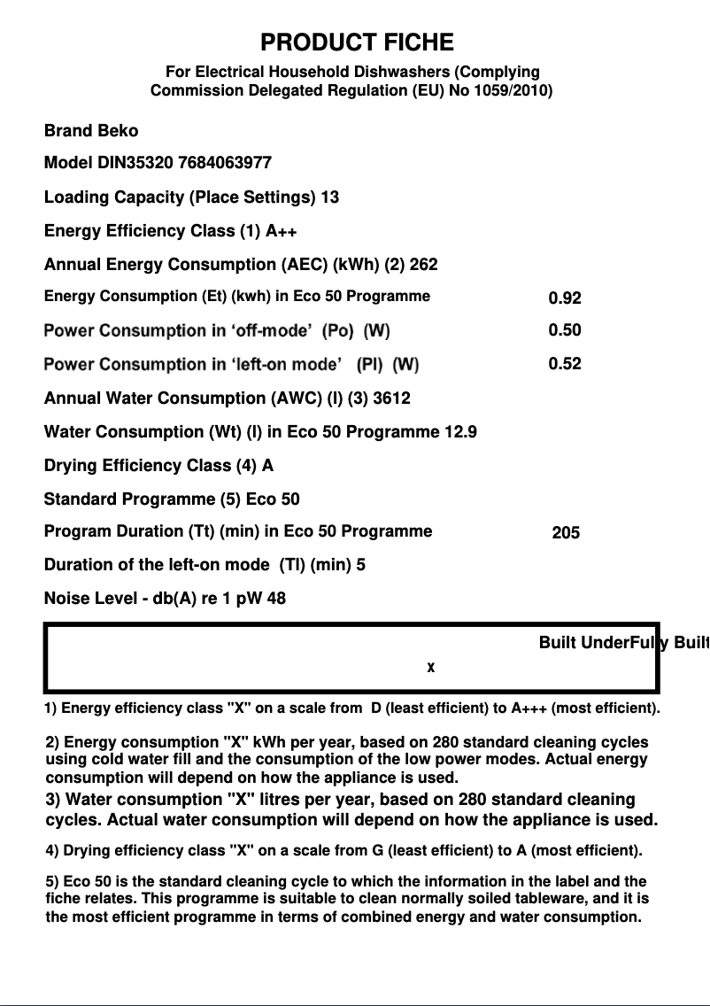 Page 1 de la notice Brochure Beko DIN35320
