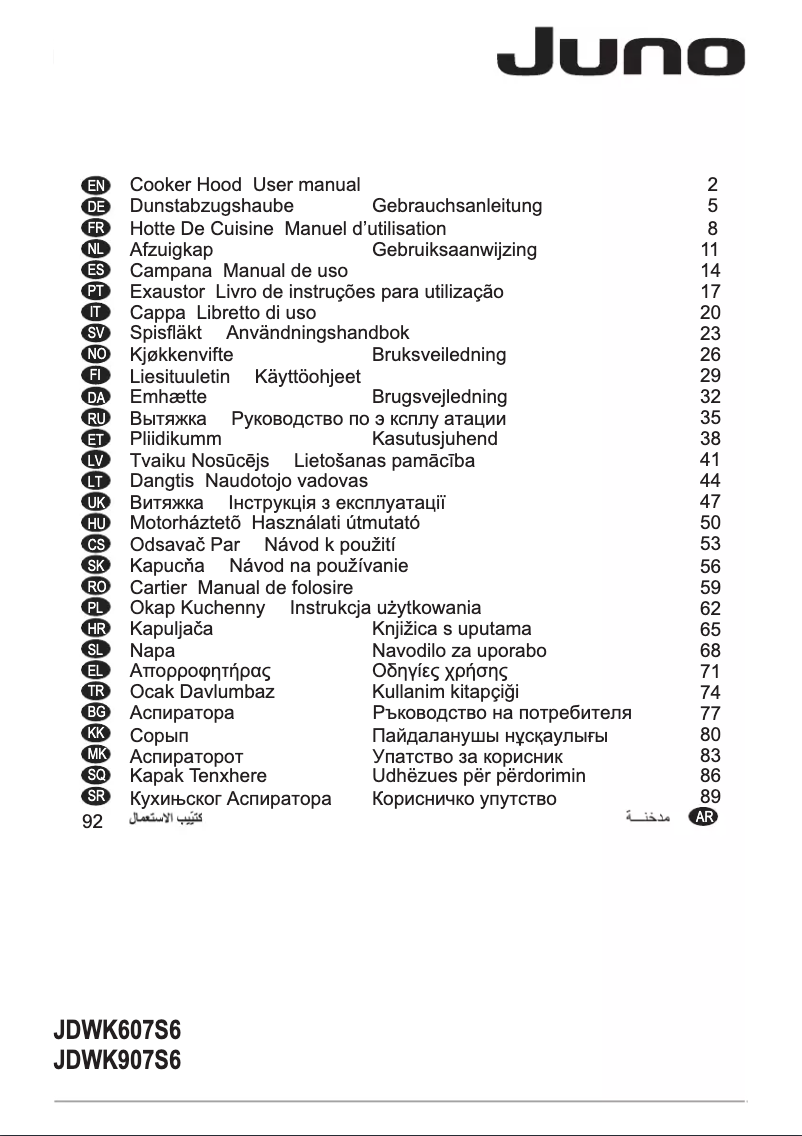 Page 1 de la notice Manuel utilisateur Juno JDWK907S6