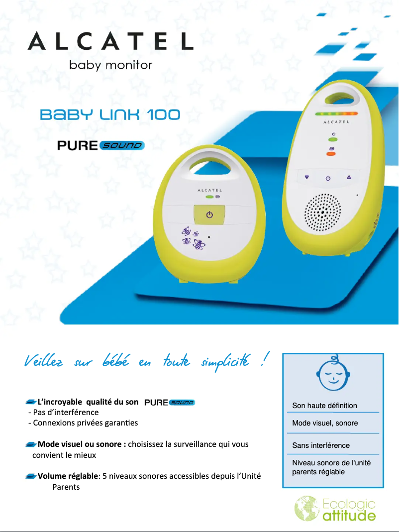Page 1 de la notice Fiche technique Alcatel Baby Link 100