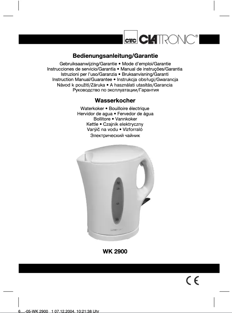 Image de la première page du manuel de l'appareil WK 2900