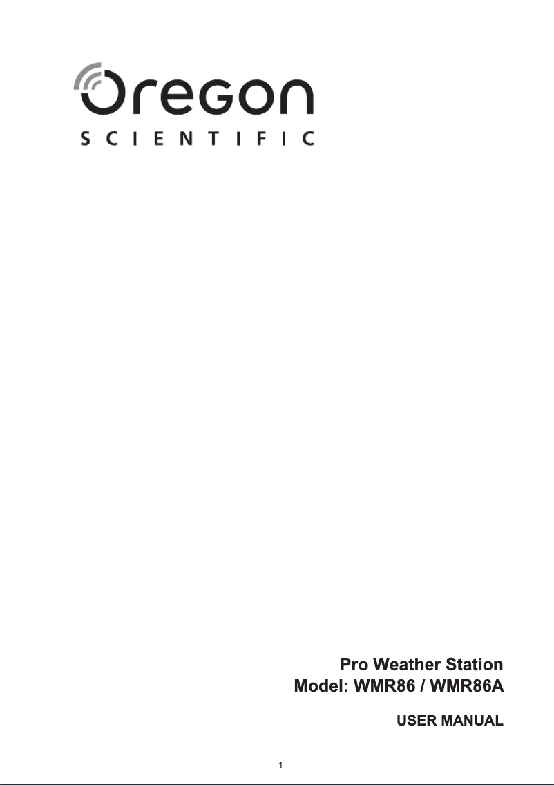 Page 1 de la notice Manuel utilisateur Oregon Scientific WMR 86
