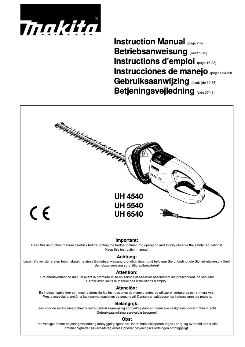 Page n°1 - Manuel utilisateur Makita UH5540