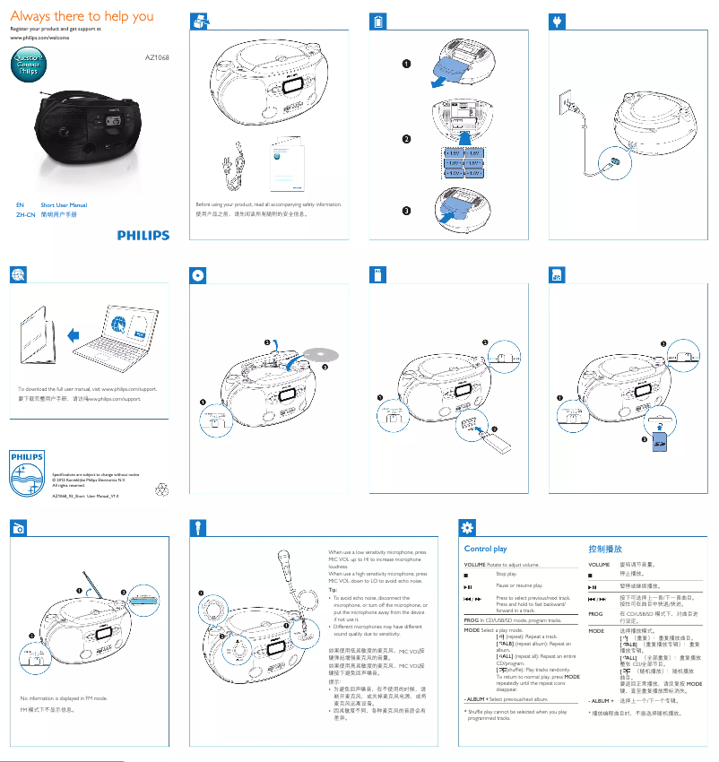 Página 1 del manual Guía de inicio rápido Philips AZ1068