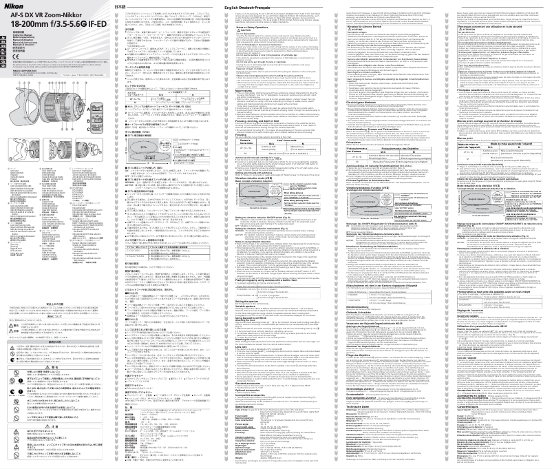 Página 1 del manual Manual de usuario Nikon AF-S 18-200 3,5-5,6 G ED VR II