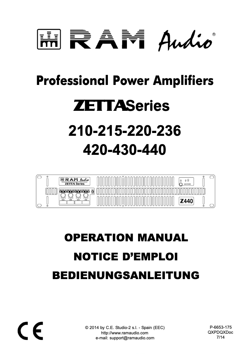 Page 1 de la notice Manuel utilisateur Ram Audio Zetta 215