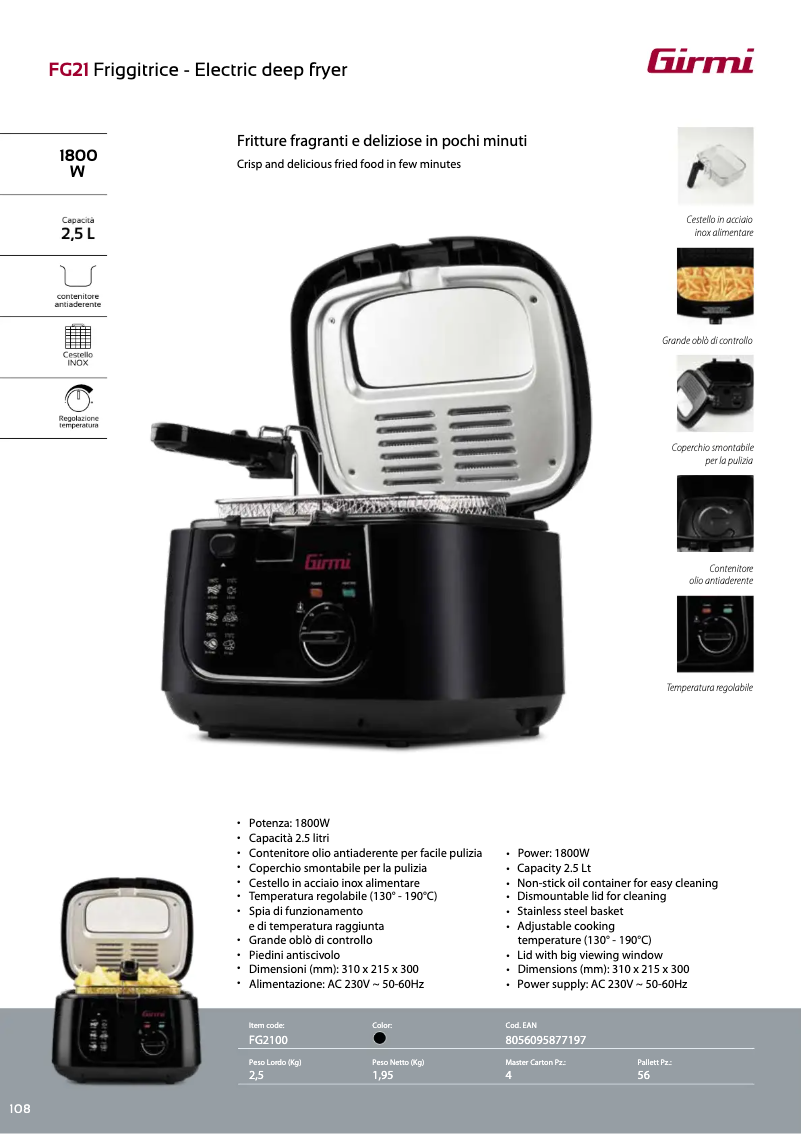 Page 1 de la notice Fiche technique Girmi FG21