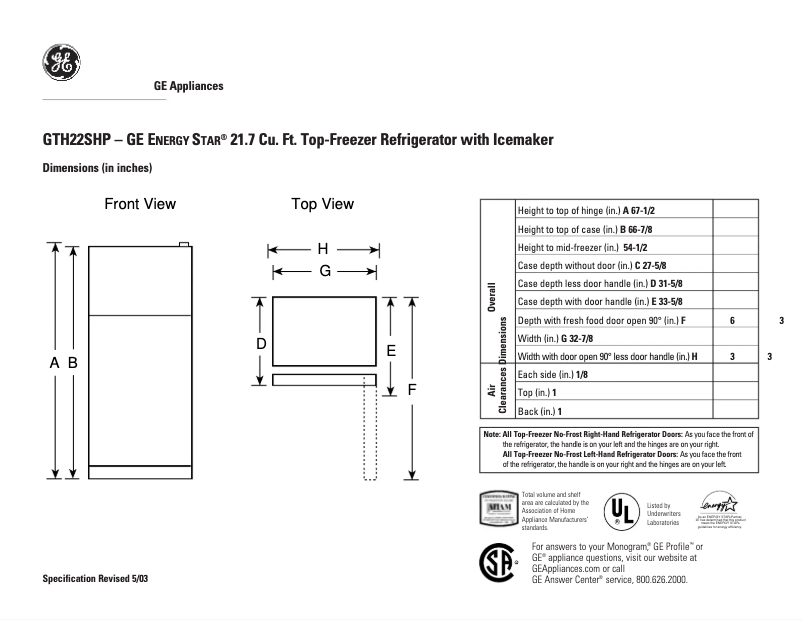 Imagen de la primera página del manual del dispositivo GTH22SHPBS
