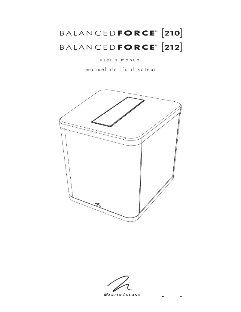 Page n°1 - Mode d'emploi Martin Logan BalancedForce 210