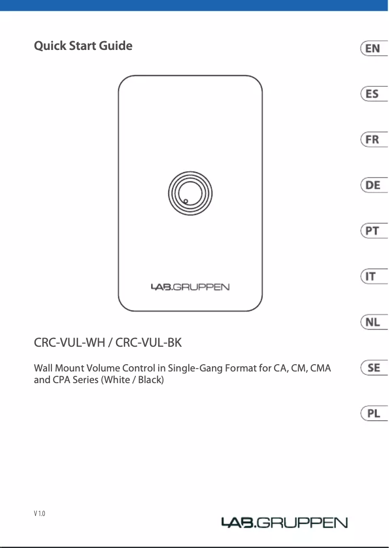 Página 1 del manual Manual de usuario Lab Gruppen CRC-VUL-BK