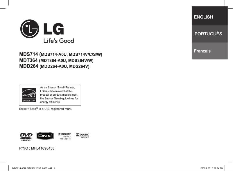 Page 1 de la notice Manuel utilisateur LG MDS714