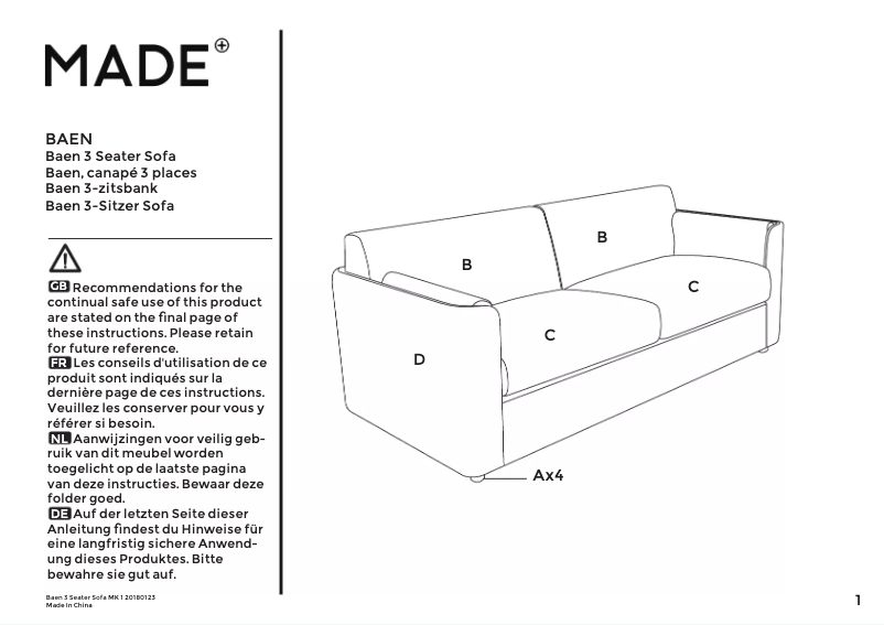 Image de la première page du manuel de l'appareil Baen