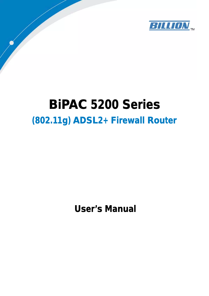 Page n°1 - Manuel utilisateur Billion BiPAC 5200