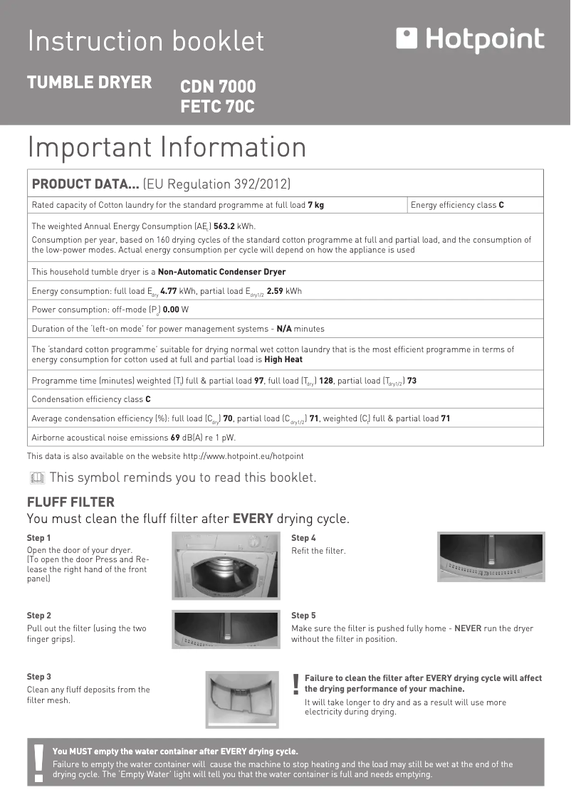 Image de la première page du manuel de l'appareil FETC 70C P