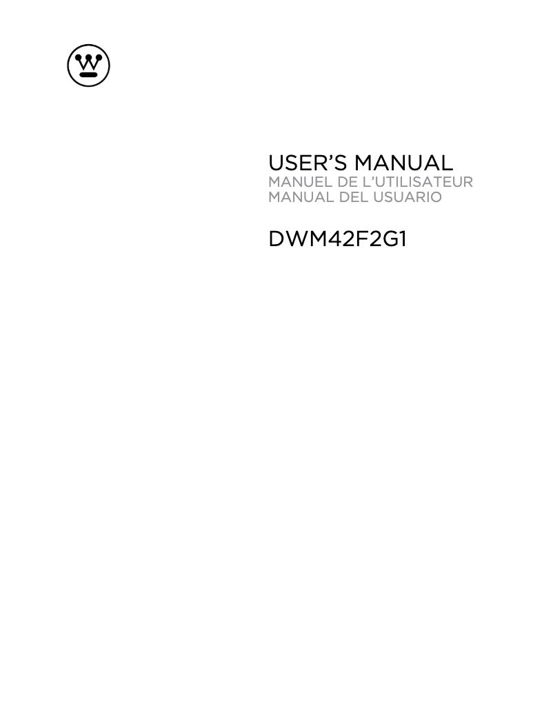 Page n°1 - Manuel utilisateur Westinghouse DWM42F2G1