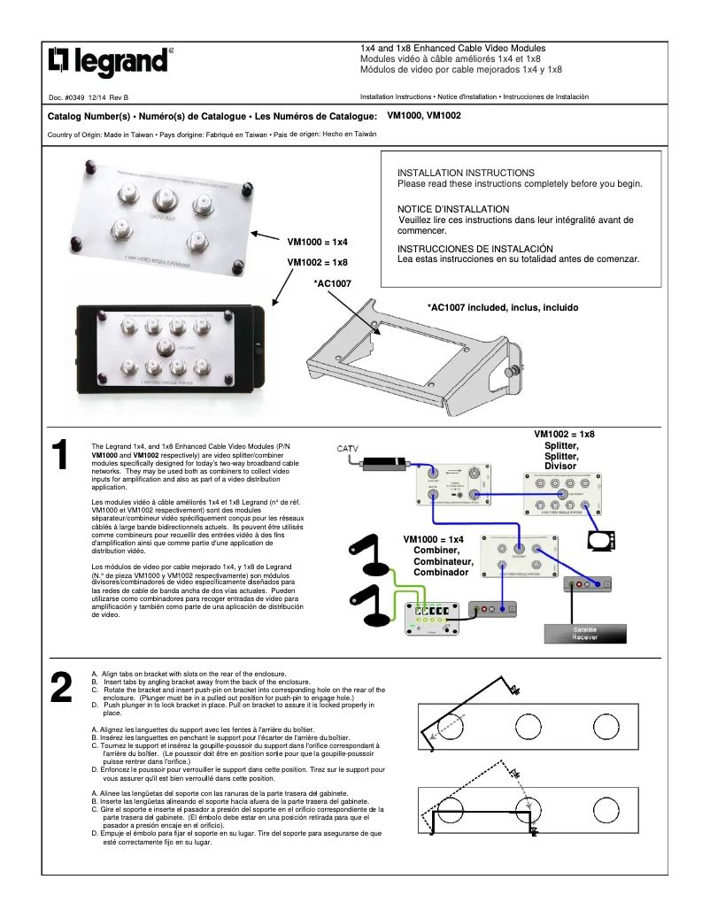 Page n°1 - Manuel utilisateur On-Q VM1002