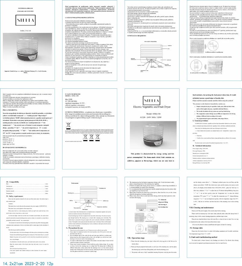 Page 1 de la notice Manuel utilisateur Stella STSG-520