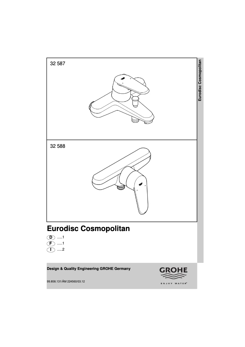 Image de la première page du manuel de l'appareil Eurodisc Cosmopolitan