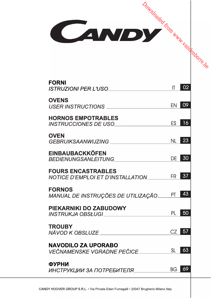 Page 1 de la notice Manuel utilisateur Candy FCP502X/E