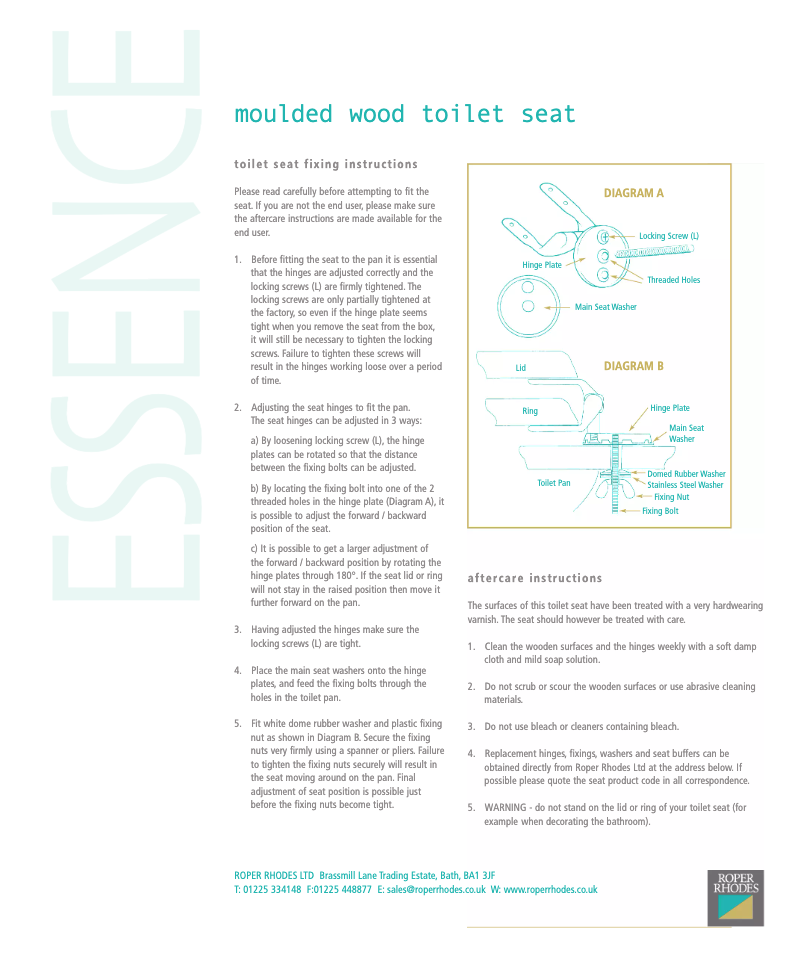 Page n°1 - Manuel utilisateur Roper Rhodes Essence
