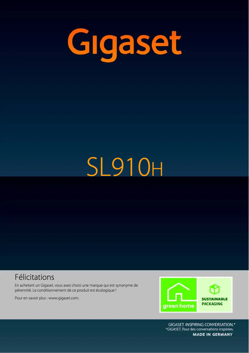 Image de la première page du manuel de l'appareil SL910H