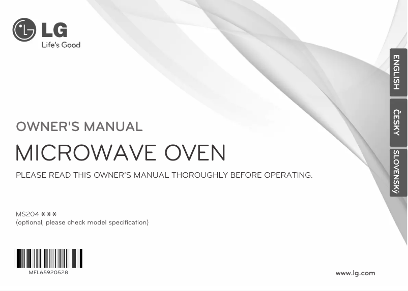 Page 1 de la notice Manuel utilisateur LG MS2043HAS