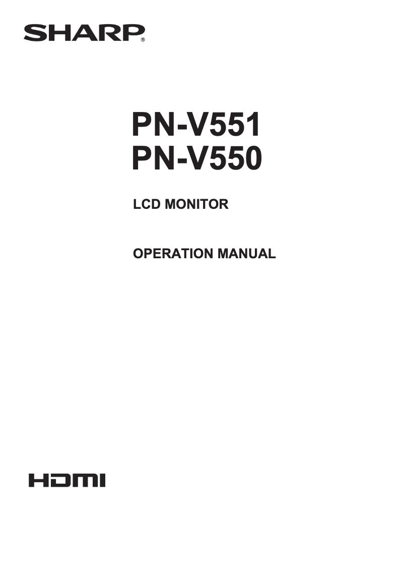 Page 1 de la notice Manuel utilisateur Sharp PN-V550