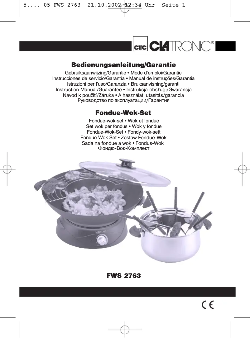 Page n°1 - Manuel utilisateur Clatronic FWS 2763