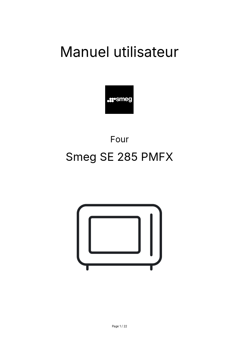 Page n°1 - Manuel utilisateur Smeg SE 285 PMFX