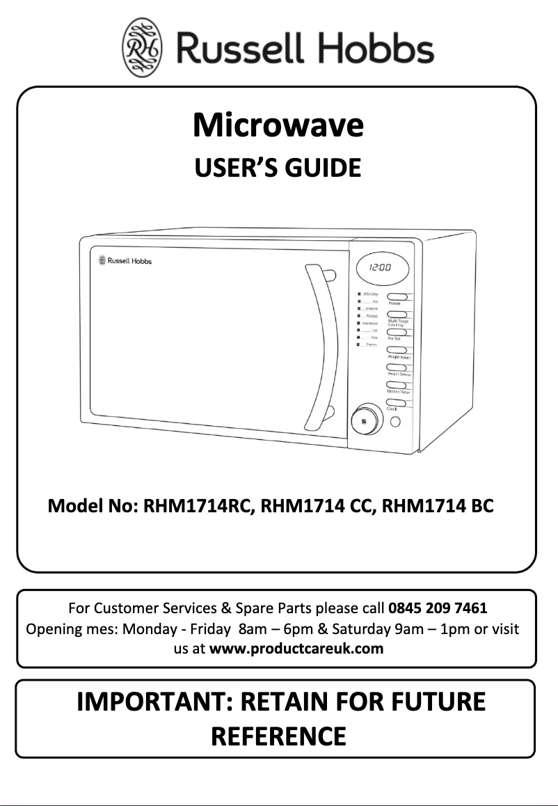 Image de la première page du manuel de l'appareil RHM1714CC